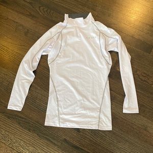 Tesla White Gray Stretchy Lightweight Long Sleeve Top Shirt Small S EUC